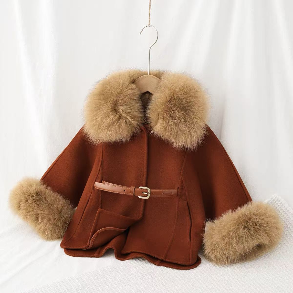 Baby Clothing High End - 여아 양면 울 코트 가을 겨울