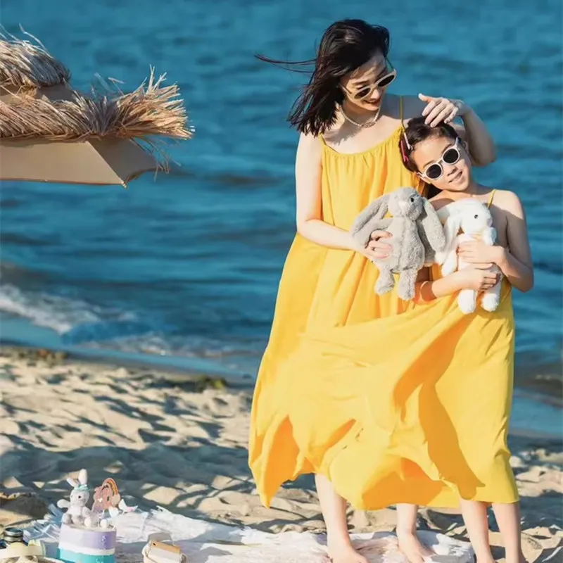 엄마와 딸 커플룩 비치웨어 드레스 엄마와 아기 여자아이 - Baby Yellow Clothing Women 리뷰 및 가격